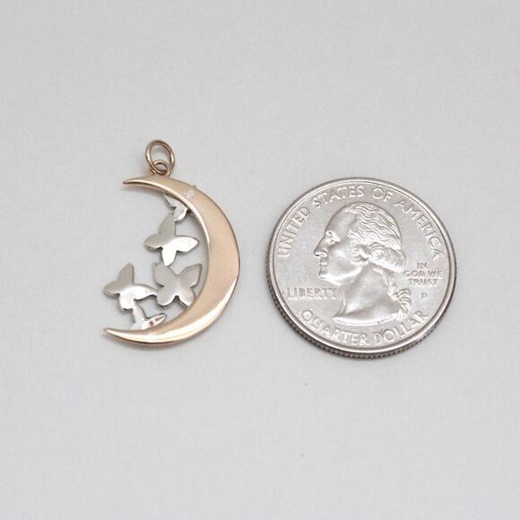 Sterling Silver Butterfly Gathering and Bronze Moon Charm - Picture 6 of 10